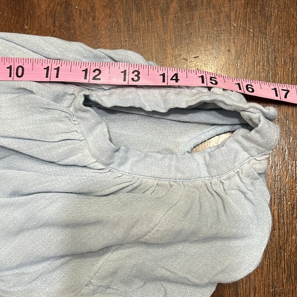 Free People Womens Catch Me If You Can Peasant Blouse Light Blue Sz M - Picture 12 of 12